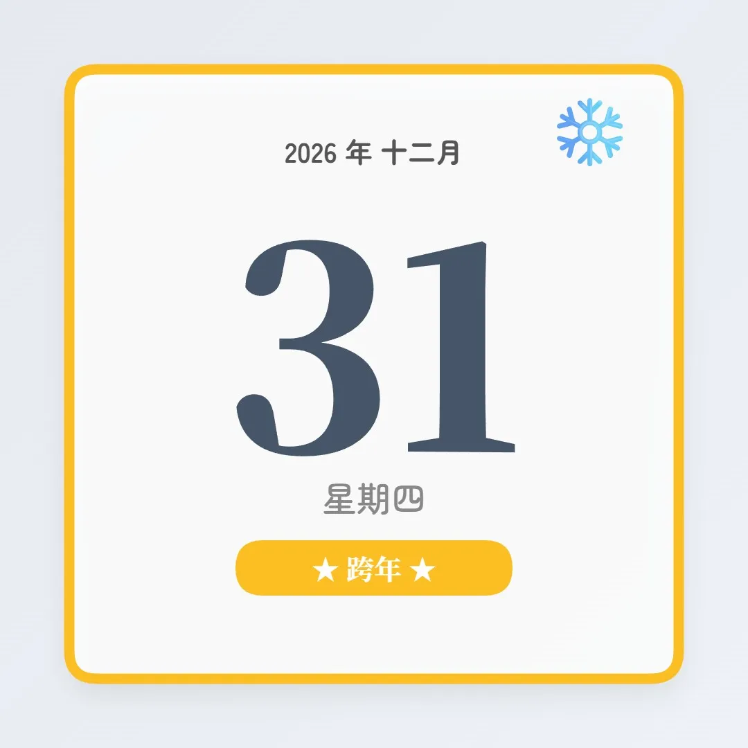 2026年12月31日 - 星座運勢、歷史事件、名人生日